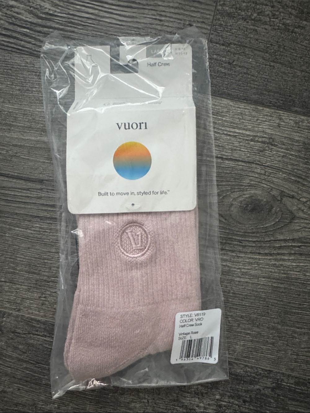 Vuori Vintage Rose Women’s Half Crew Socks Size Large 11-13